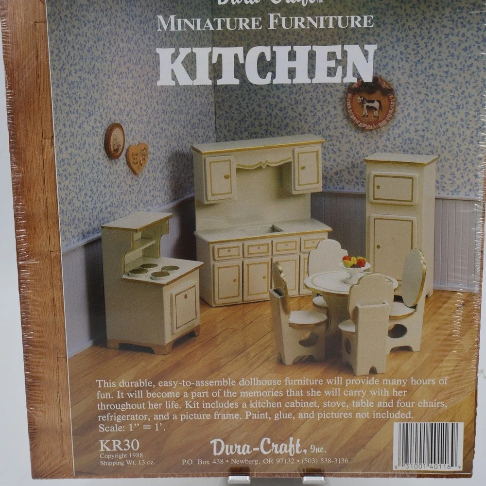 Dura-Craft Miniature Furniture Kitchen Kit KR30 Vintage 1988 Wood 1:12 Scale NEW